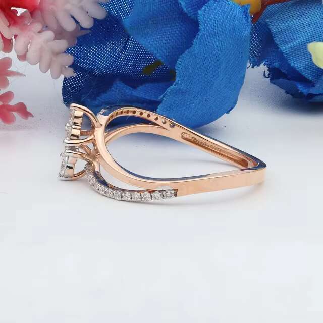 Elegant 14K Rose Gold Cut Lab Grown Diamond Ring Classic Feminine Style Engagement Wedding Fashion with IGI Certificate