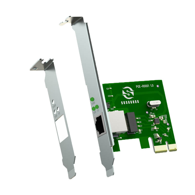 PCI-E Ethernet Adapter with Adaptive Speed Display for 10/100/1000 Mbps - Compatible with Windows & Linux