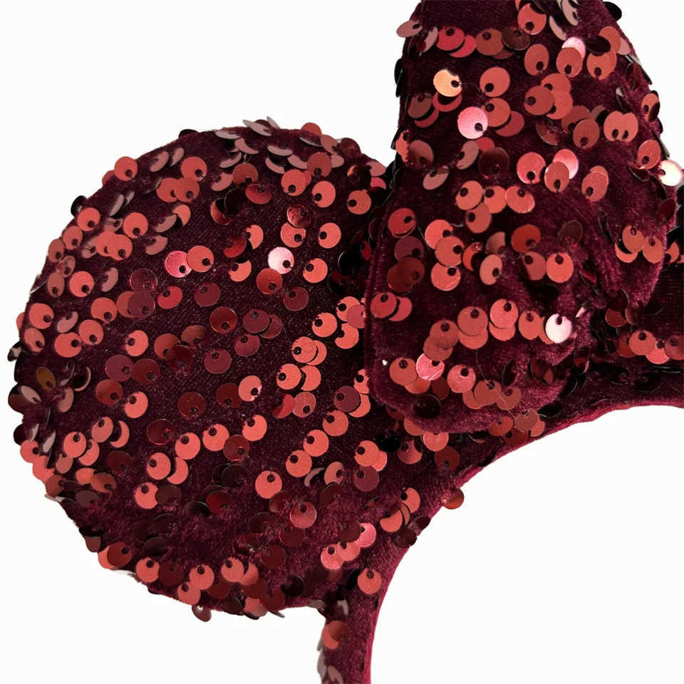 Disney 2025 Disney Solid Color Minnie Mouse Ear Headband Large Sequin Hairbands Party Christmas Halloween Cosplay Costume for Girls W250625