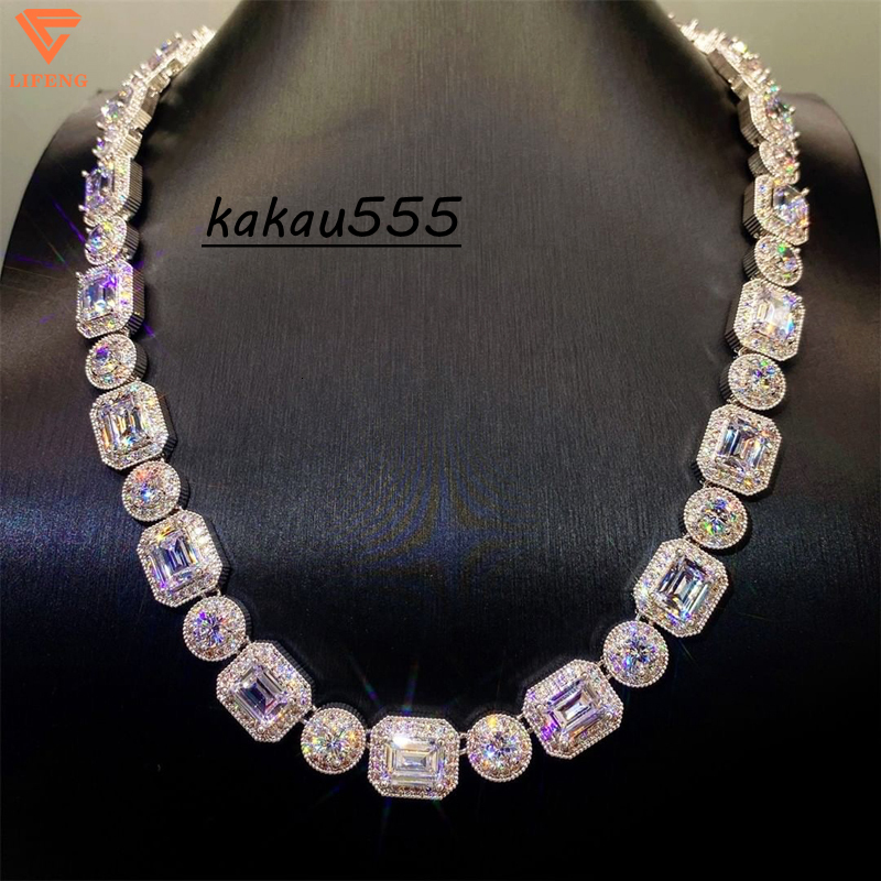 2025 New Design Luxury Fashion Jewelry 8mm Micro Pave 925 Silver Moissanite Diamond Hip Hop Tennis Chain Women Necklace Charms