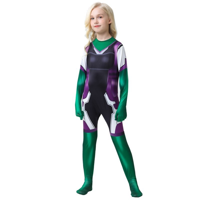 Children's performance costumes, animation games, role-playing costumes, green giant COS girl Hercules hero role costumes.