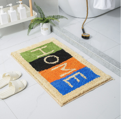 Flocked carpet Art for Bedroom Living Room Retro Rainbow Fluffy Anti-slip Bath Bathroom Rug Nonslip Mat Home Decor M260207