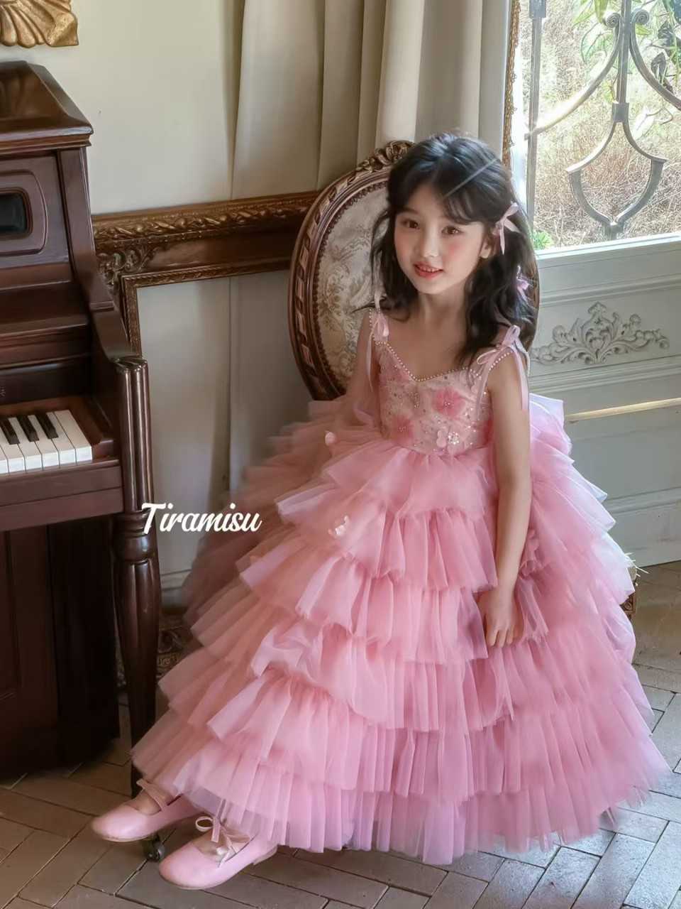Customized Flower Girl Dress Pink for Wedding Beading Princess First Communion Wedding Prom Par Event Formal AttireXJ250108