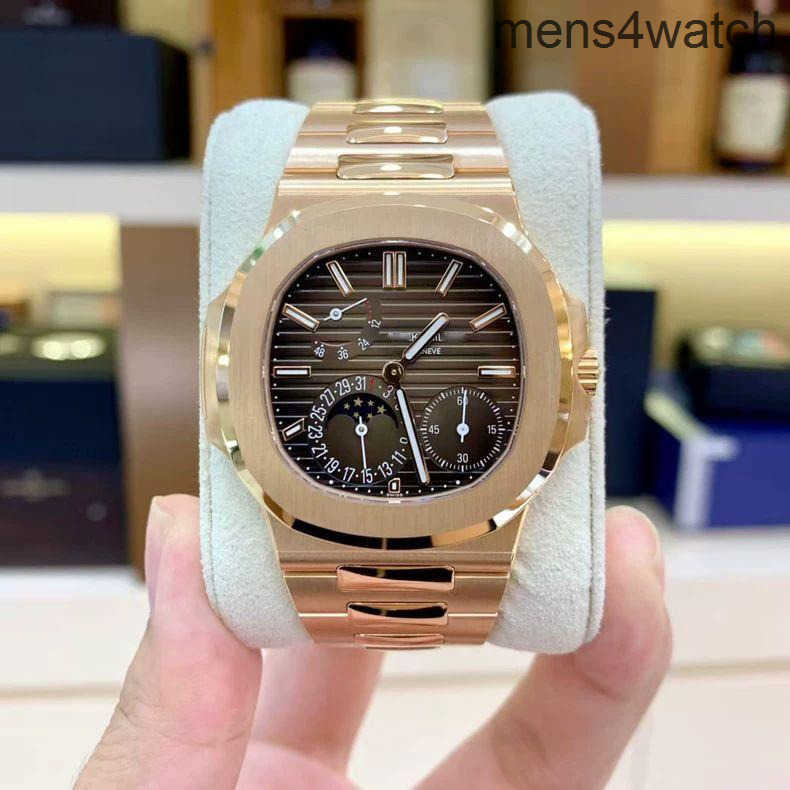 Luxury Men Watch 18k Rose Gold Wristwatch Automatic Mechanical Movement Watches 5712 Nauti1us 40mm Moon Phase Power Reserve Date Display Swiss Geneva Watch2366