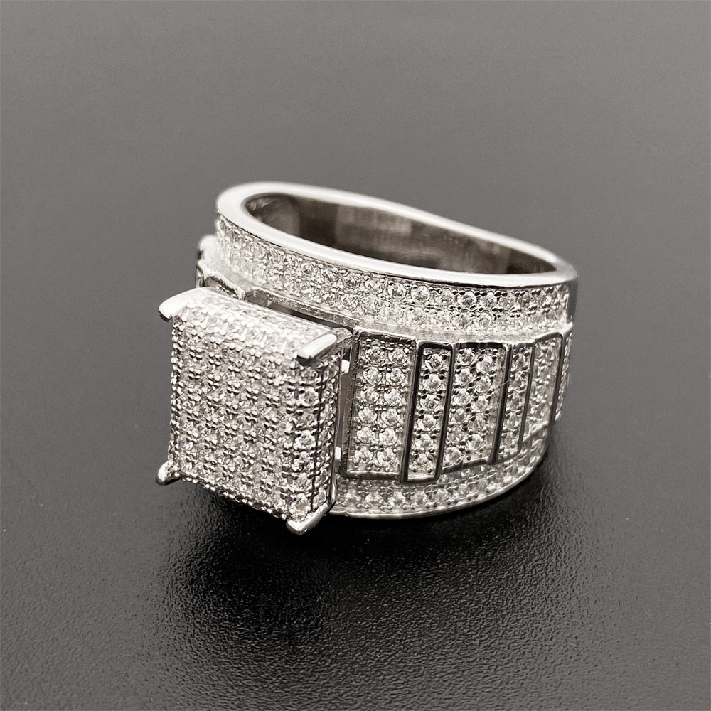 Classic Hip Hop Fire Jewelry Iced Out VVS1 Moissanite Shining Diamond Man Ring