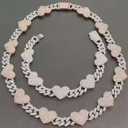 20mm Natural Diamond 14K Rose White Yellow Gold Hip Hop Rapper Chains Ice Miami Style Link Chain Necklace Gift