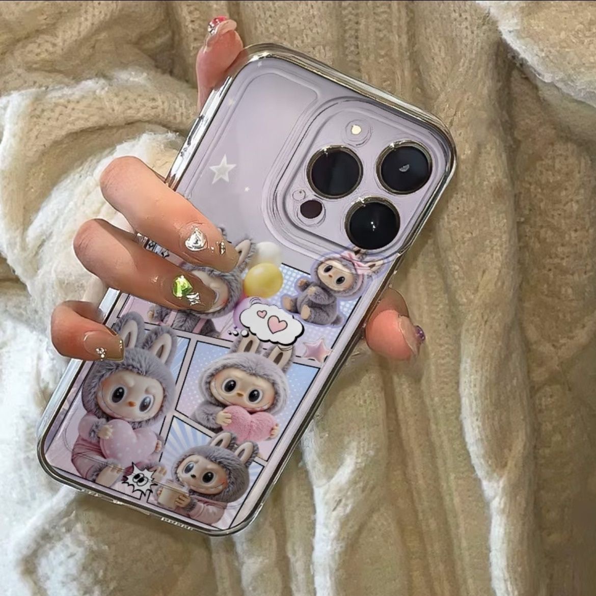 Purple Labubu cloth for Apple 16PROMAX phone case iPhone15Plus new 14/13/12/1