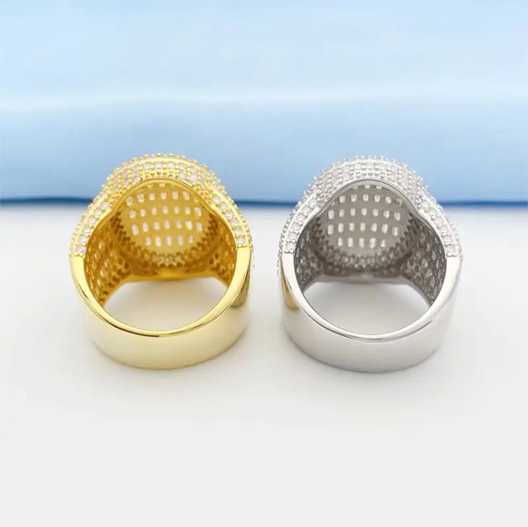 Iced Out Men Diamond Ring 925 Silver Moissanite Baguette Cut Design Luxury Men Hip Hop Ring