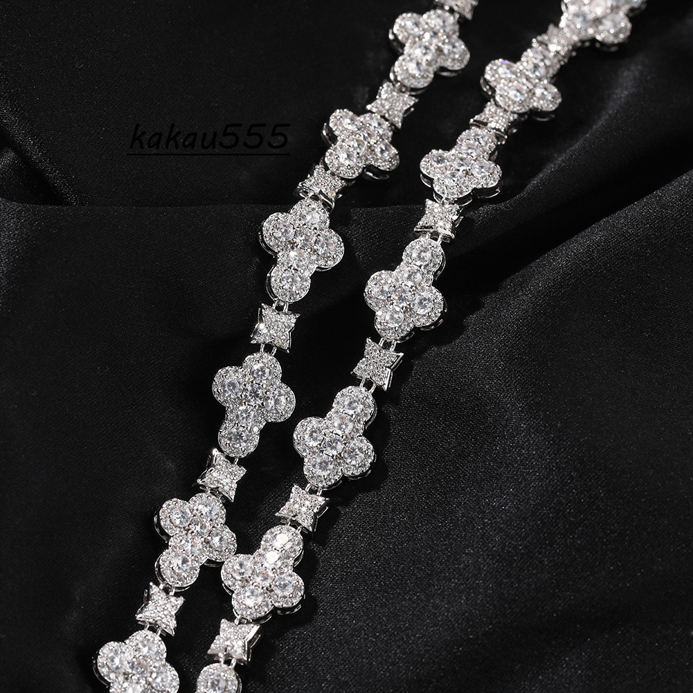 Pass Diamond Tester 11mm Moissanite Infinity Cuban Link Bracelet 925 Silver VVS Mossanite Iced Out Cross Cuban Bracelet