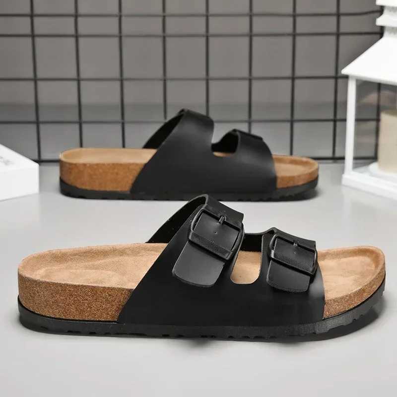 Lanjia- 2024 New Leather Cork Herringbone For Men And Couples Summer Moeller Slippers Fion Casual Beach Sandals Y250626 B9f92