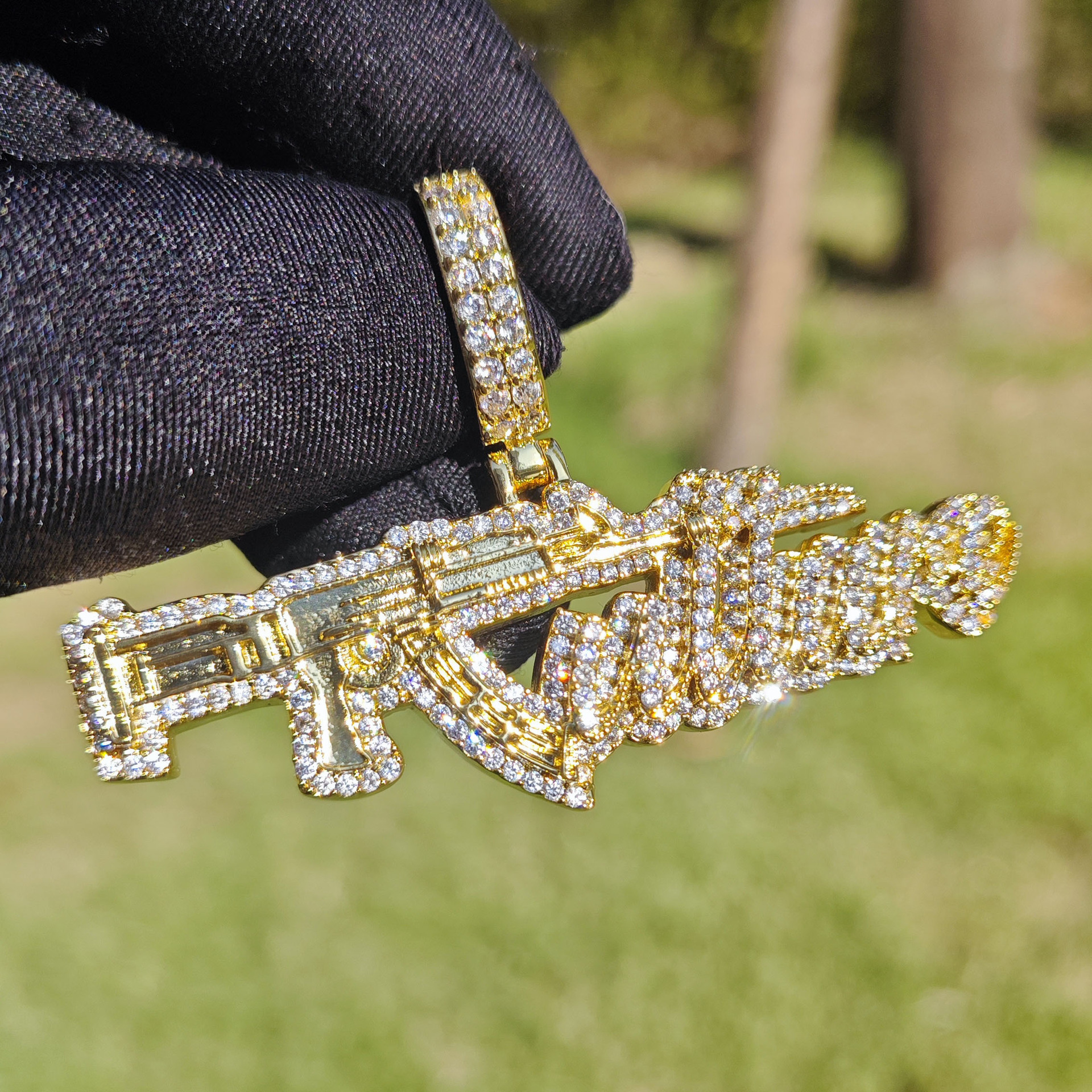 Luxury VVS Moissanite Iced Out Colorful AK Letter Pendant Necklace Hip Hop Men's Simple Individual Diamond Studded Trendy Accessory Passes the di