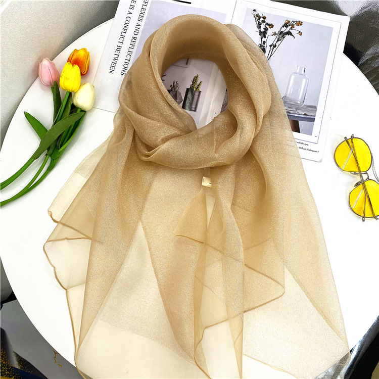 K1138 Double layer organza silk scarf silk wool scarf dress wedding dress cheongsam shawl long scarf autumn and winter women's