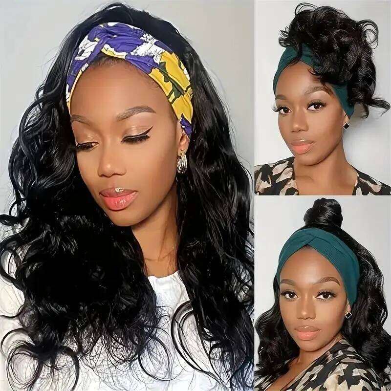 Body Wave Human Wigs 180 Density Remy Indian Hair hine Made Wavy Headband Wig 12-24 Inches For Black Women