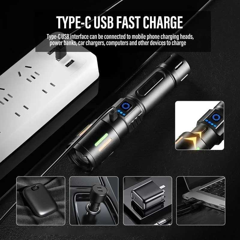 Most Powerful LED Flashlight Rechargeable LED Flashlights High Power Zoom Torch Light Long Range Tactical Lantern Camping W250701