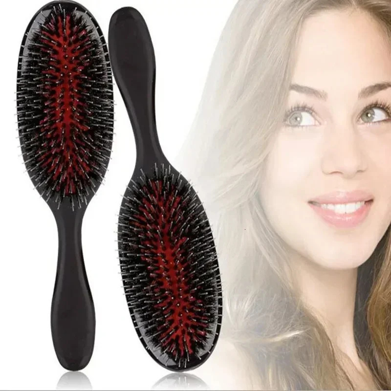 Oval Boar Bristle Nylon Mini Scalp Massage Comb Hairbrush Salon Hair Care Brush Styling Tool Detangling hair brush X250928