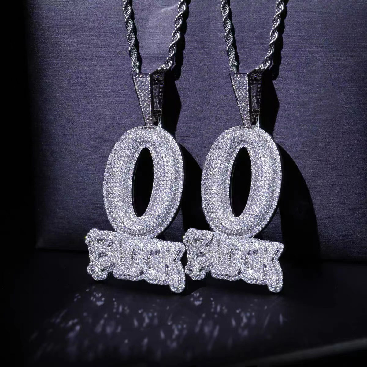 Luxury VVS Moissanite Iced Out Hip Hop Edgy O-shaped BLOCK Letter Pendant Creative Bling Trendy Necklace Jewelry Passes the diamond tester
