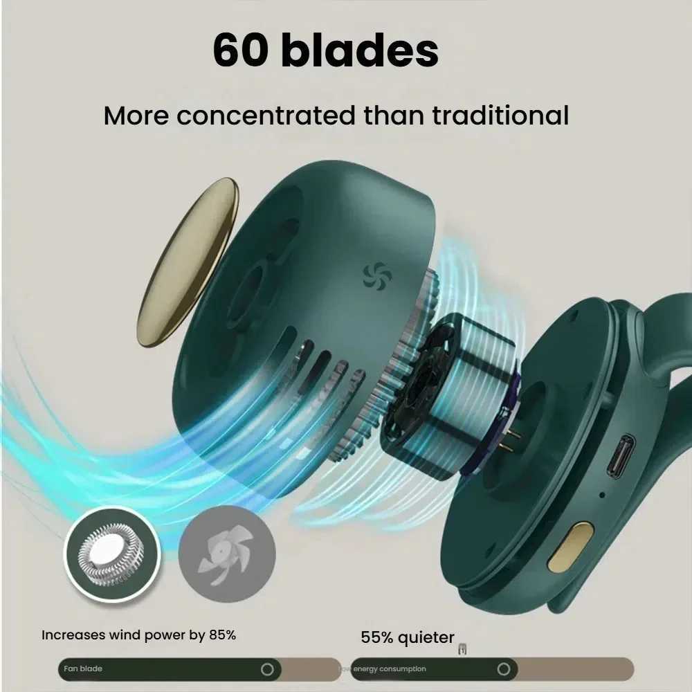 Bladeless Mini Fan Portable Handheld Rechargeable Electric Fan Clip Waist Fan Suitable for Outdoor Ventilation Desktop Small Fan T250625