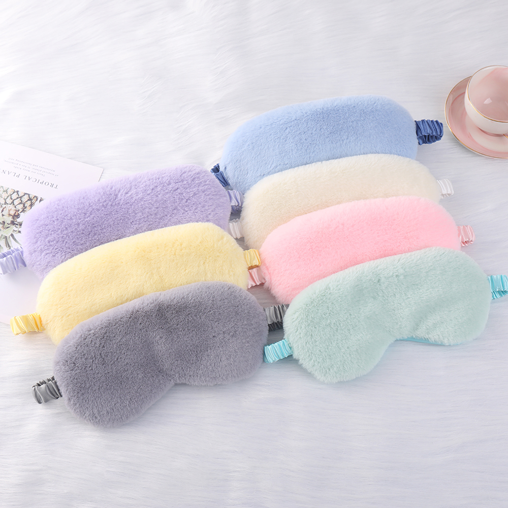 Sunshade sleeping comfort soft-fiber rabbit fur eye mask plush eye mask in stock cute home-use eye protection mask for sleeping purpose