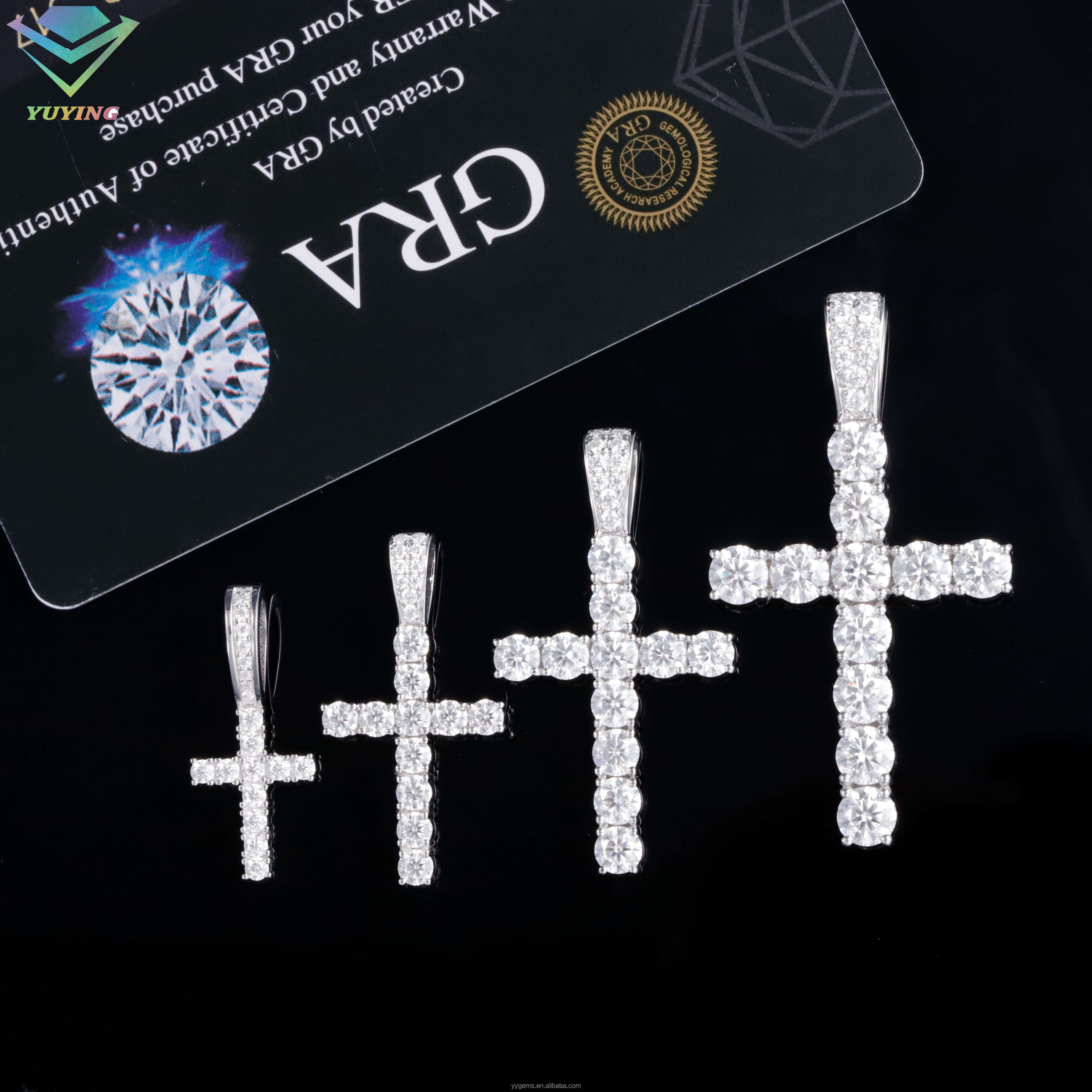 High Quality Fashion Jewelry Cuban Pendant White Gold Plated S925 Silver Ice Out D Vvs Moissanite From Men Women Cross Pendant