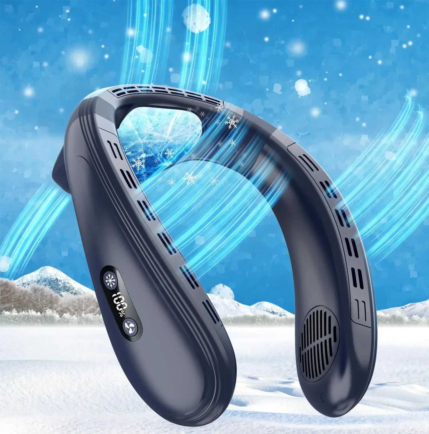 New Neck Air Conditioner Portable Neck Fan Rechargeable Semiconductor Cooling Bladeless Fan Outdoor Personal Fan Wearable Cooler M250626