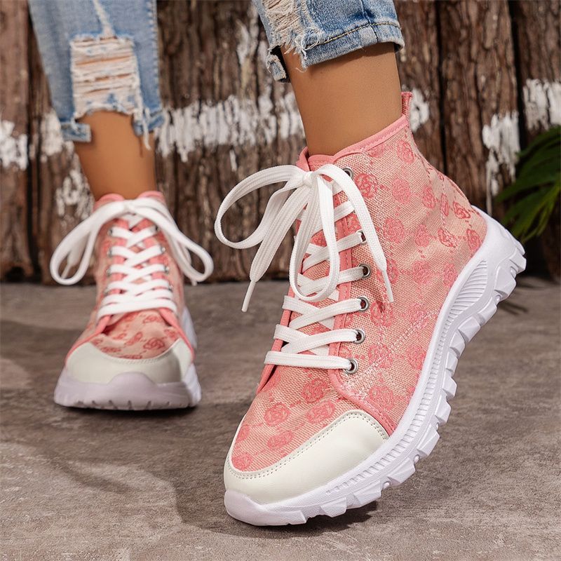 Designer Casual Free Shipping 2025 New Round Toe High Top Canvas Lace Up Shoes For Men Women