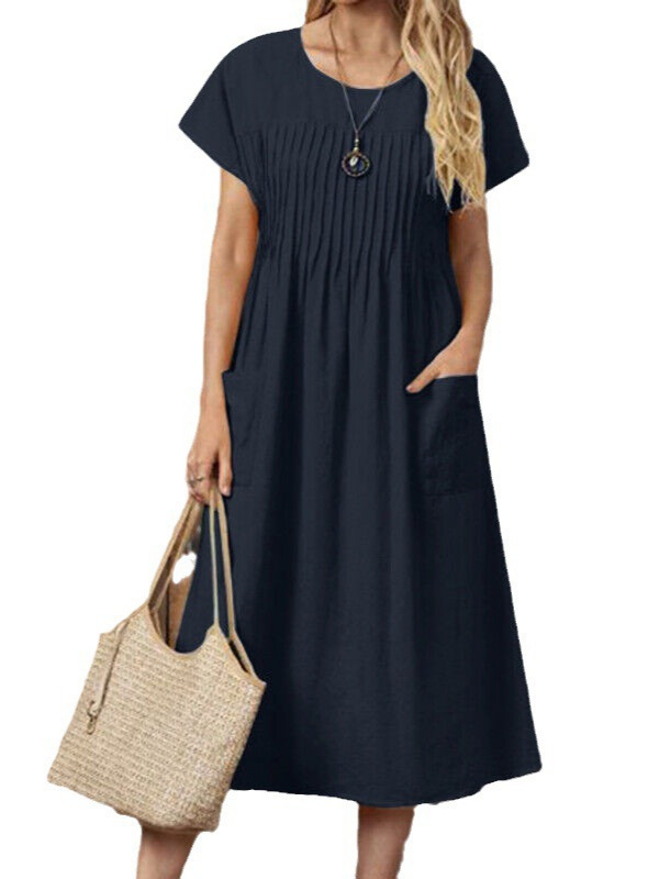 X626European and American black and white striped hip skirt round neck strappy long sleeve dress for middle-aged women