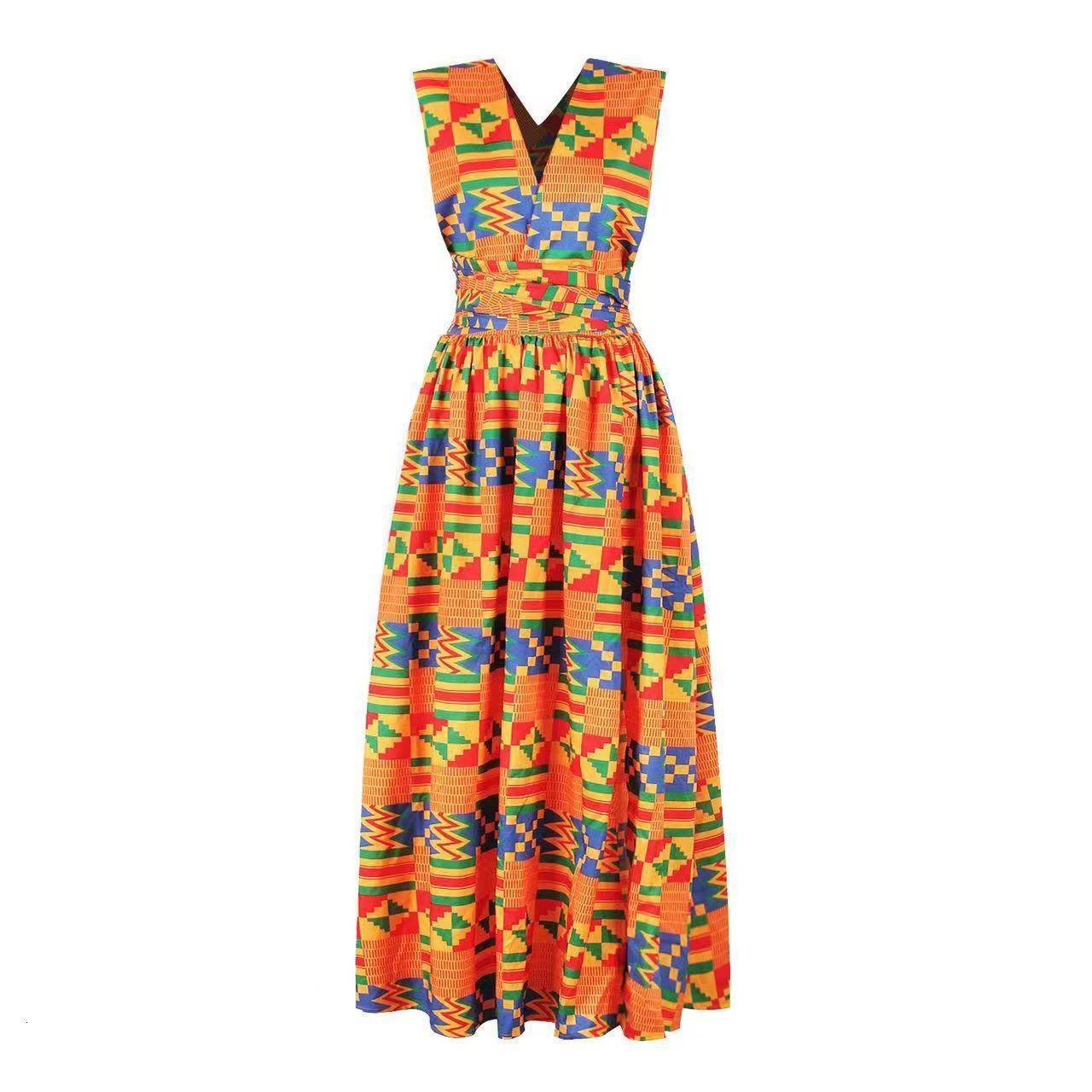 Feather Print Tie Multi-Way Dress Ethnic Style Womens Sexy Split Long Dress 210422