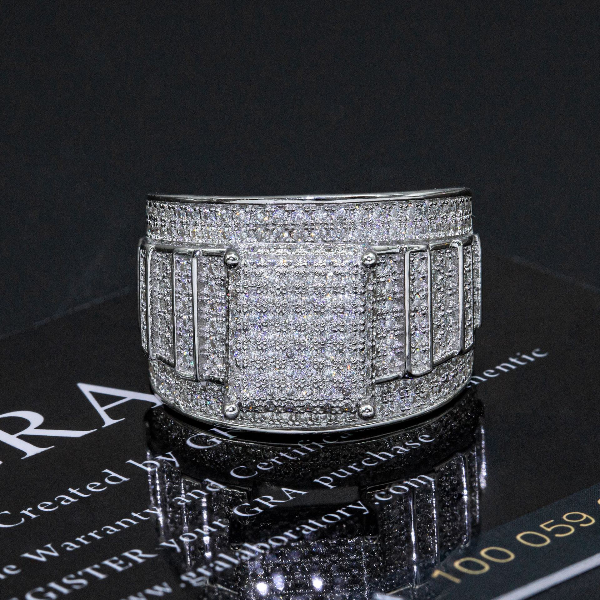 Classic Hip Hop Fire Jewelry Iced Out VVS1 Moissanite Shining Diamond Man Ring