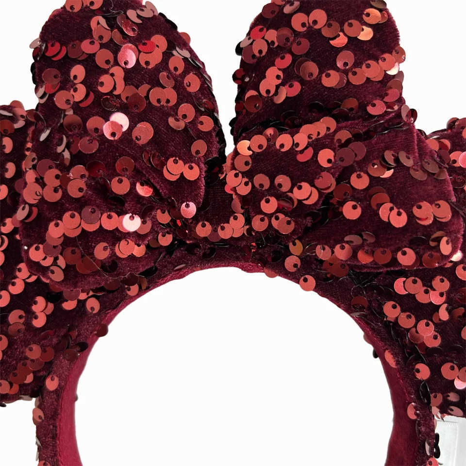 Disney 2025 Disney Solid Color Minnie Mouse Ear Headband Large Sequin Hairbands Party Christmas Halloween Cosplay Costume for Girls W250625