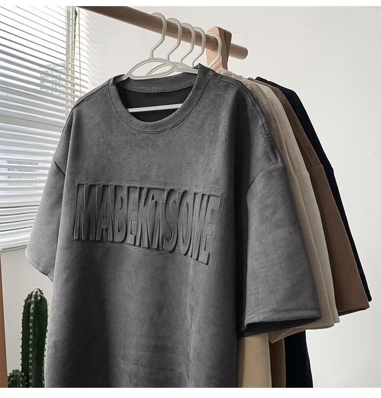 Men's T Shirts Summer American retro ins trendy brand fashionable casual loose short sleeved youth fashion versatile round neck five quarter slee