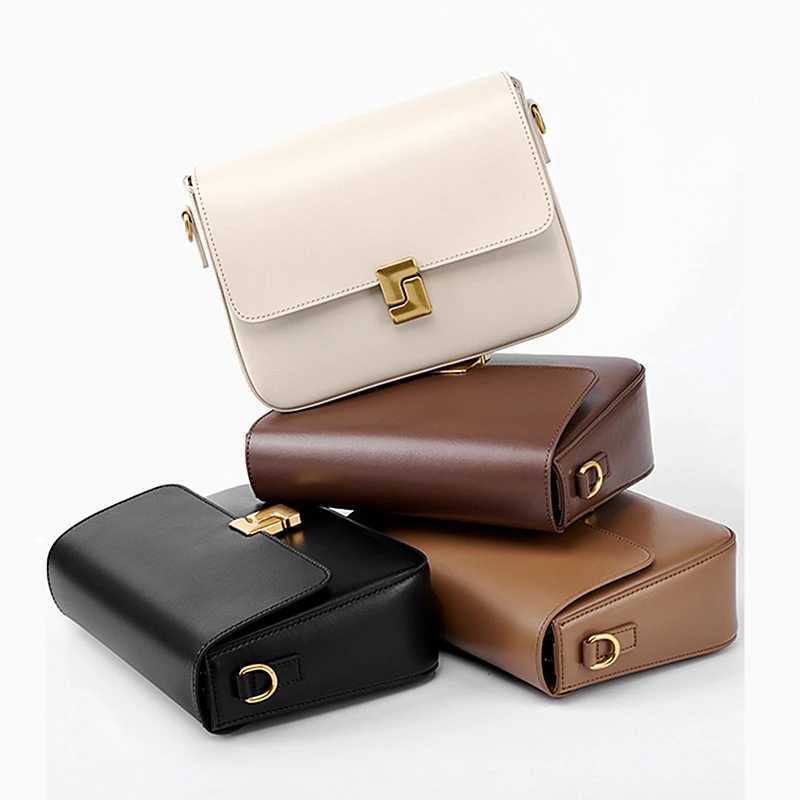 Toptrends Cowhide Genuine Leather Small Crossbody Bags For Women 2025 Luxury Designer Tofu Shoulder Purse Square Ladies Handbags Y250626
