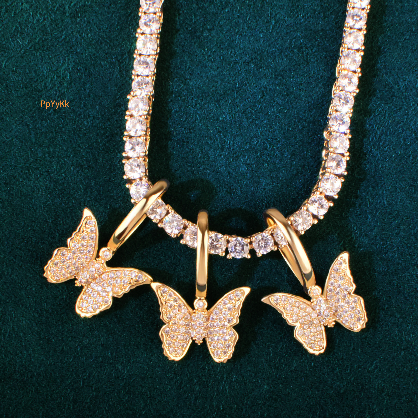Luxury Moissanite Iced Out Mini Butterfly Diamond Studded Pendant Necklace INS Style Unisex Hip Hop Accessory Passes the diamond tester