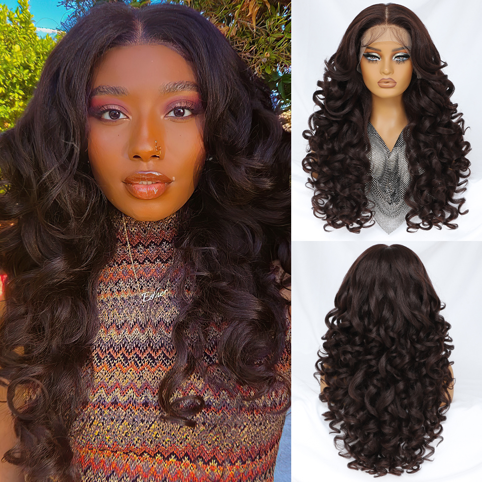 Premium Synthetic Blend Heat Resistant French Curls Blonde Glueless HD Frontal Synthetic Hair Lace Front Wigs 24inch 1pcs