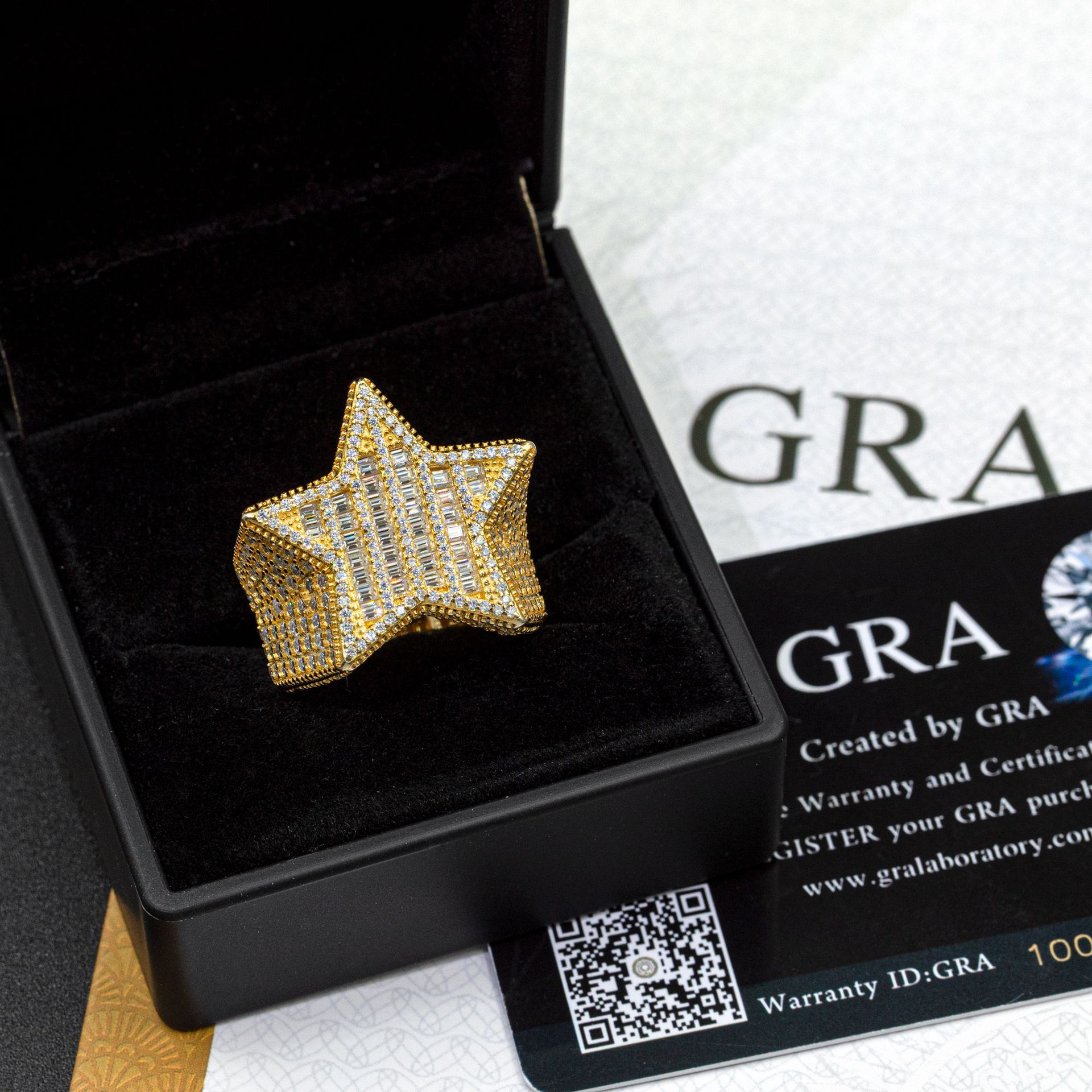 Star Shape Design Ring Baguette Hip Hop Rapper Jewelry Full Iced Out Moissanite Diamond 925 Silver Men Ring