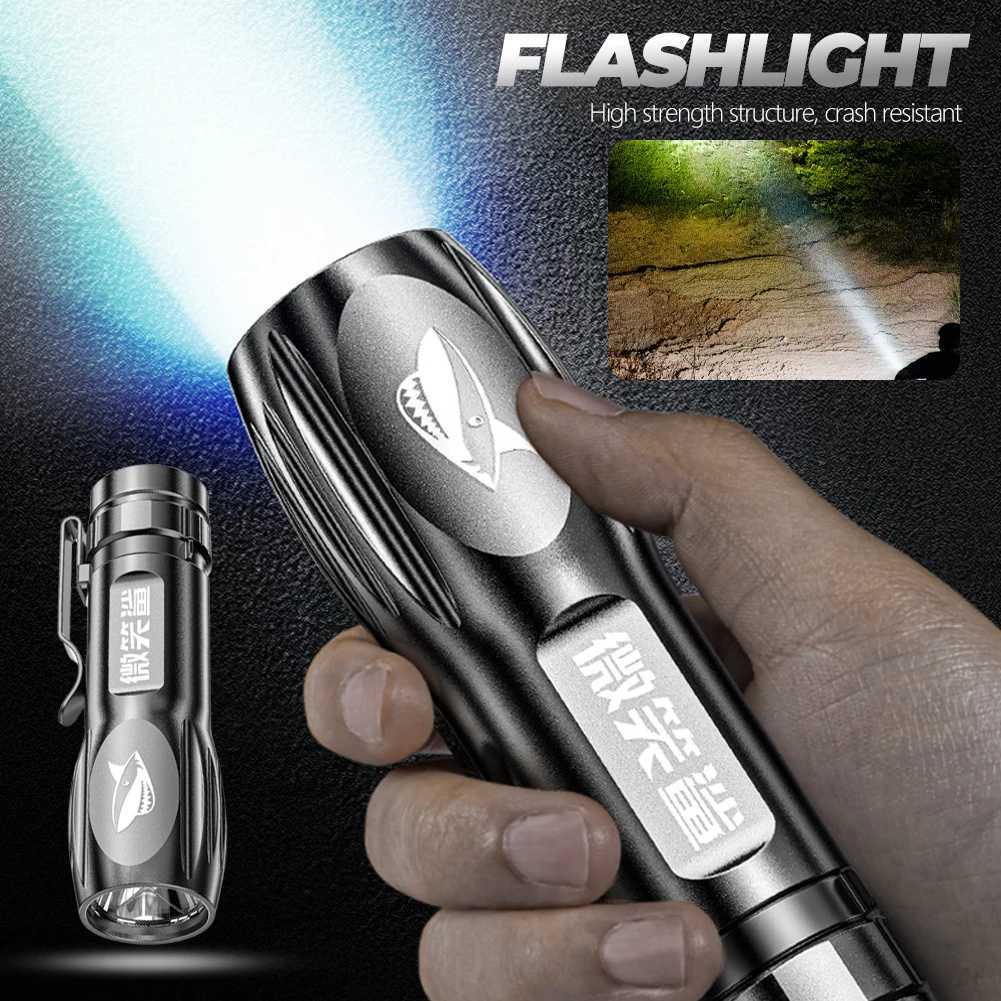Mini Torch High Power LED Flashlight USB Rechargeable Fixed Focus Flash Lamp Portable Camping Waterproof Flashlight Lighting W250701