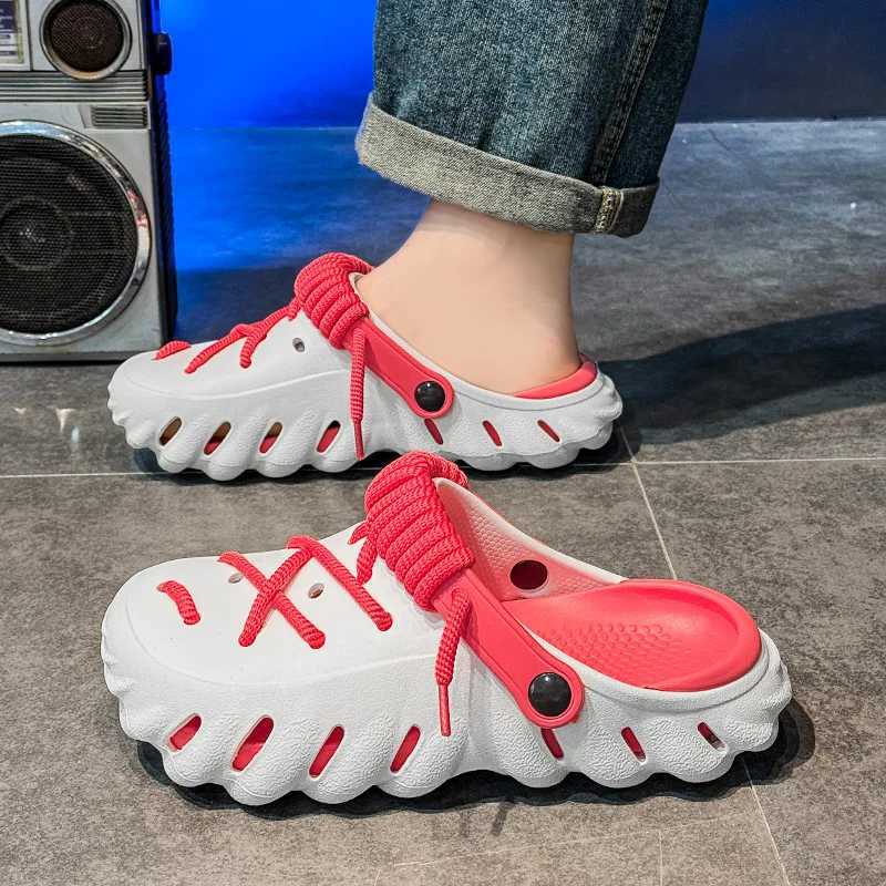 Lanjia- 2025 Fion Mens Outdoor Sandals Summer Beach Shoes Thick Bott Hollow-Out EVA Breathable Slip-On Water Slippers Couples Y250626 620F3