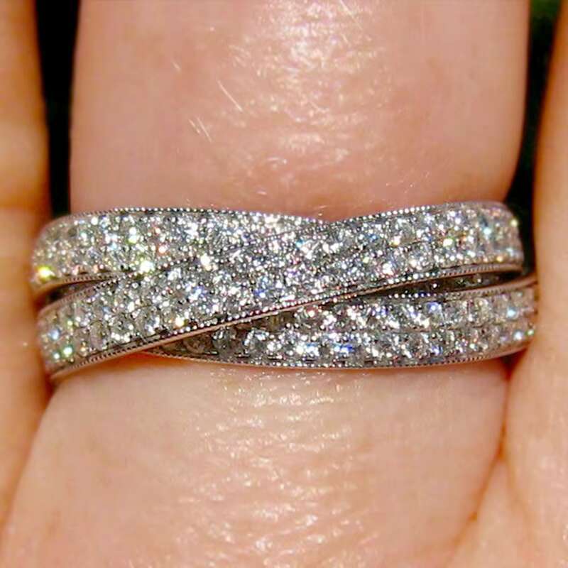 CAOSHI Custom High Quality Exquisite Paved Full Imitated Moissanite Cross Design Finger Band Rings for Silver Plated Rings Women