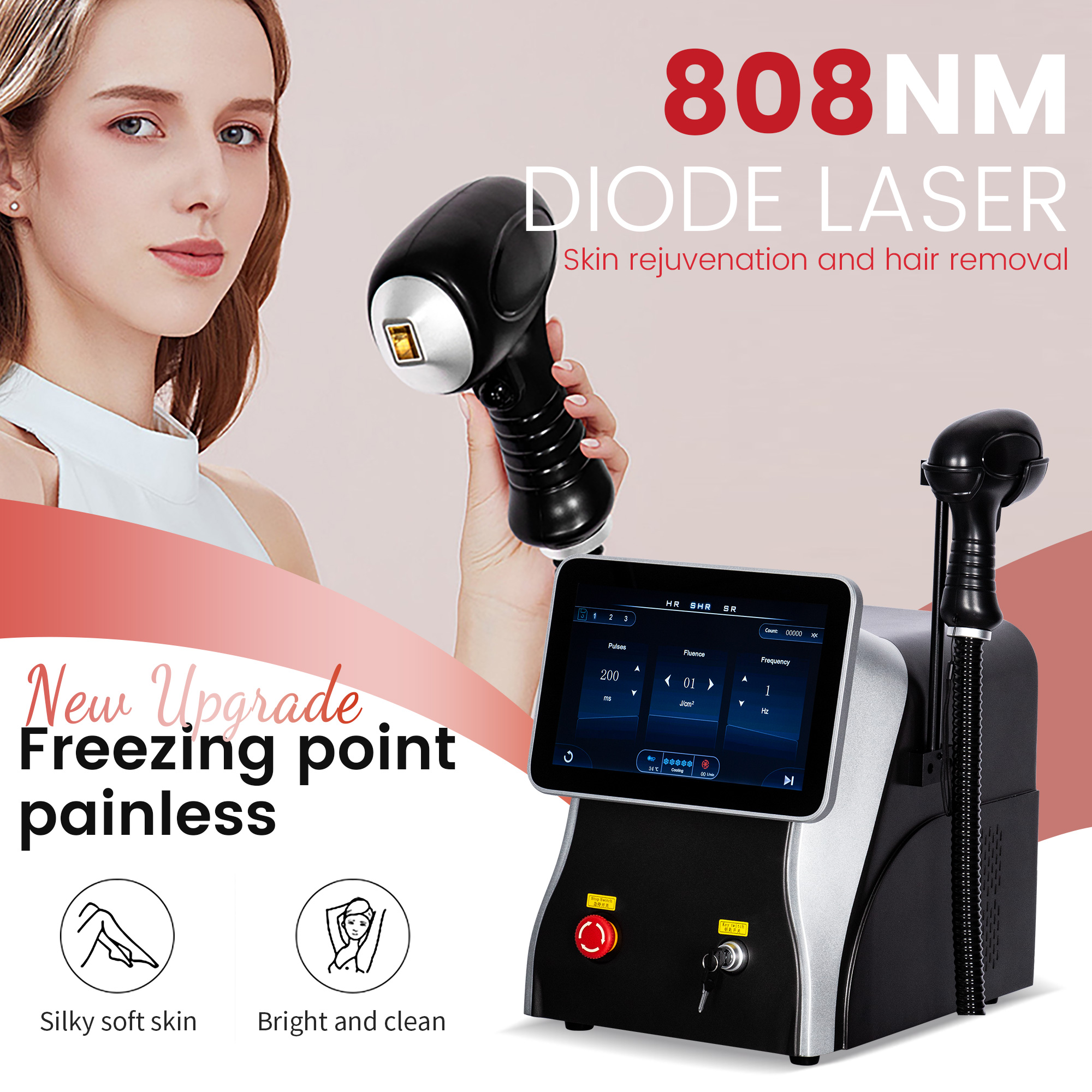 New Ice titanium machine 755nm 808nm 1064nm 3-wavelength diode hair removal equipment whitening rejuvenating