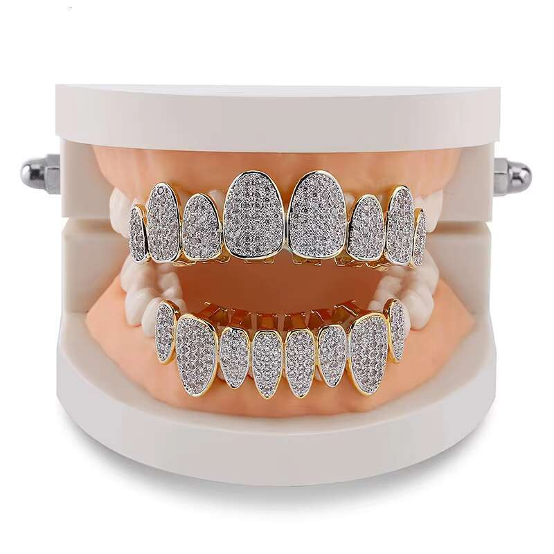Hiphop Iced Out Grillz Irregular 8 Teeth Diamond Grillz Vampire GrillzOACOCA
