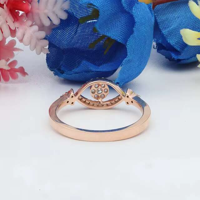 Lab Grown Diamond Minimal Ring14k Rose Gold Protection Ring Good Luck Symbol Diamond Ring Third Eye Everyday Ring