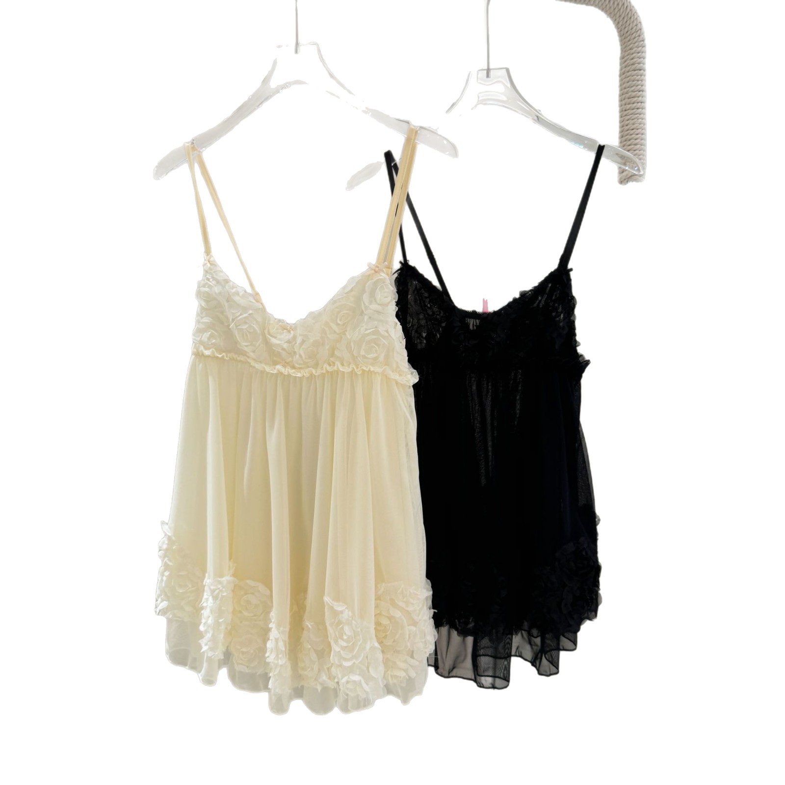 B935-Suspender Nightdress Cute Sweet Lace Mesh Sexy Morning Robe Fairy Pajamas Home Clothes