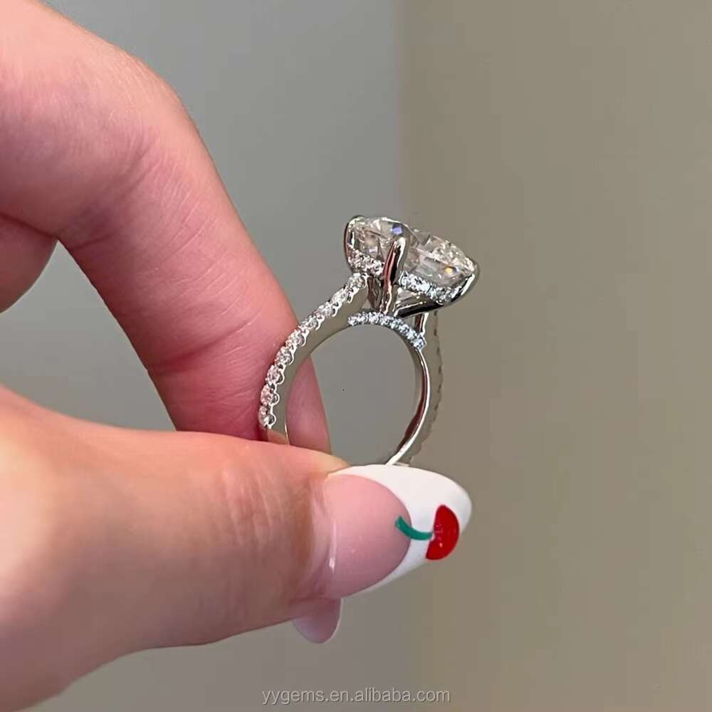 Luxurious 4 CT Round Diamond Ring 14K Solid White Gold 4 Prongs Moissanite Wedding Engagement Rings Jewelry Women