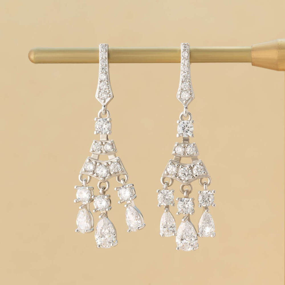 DHCollections Sier Needle Tassel Copper Inlaid Zircon Creative Women's Stud Earrings Dangle Water Drop Jewelry