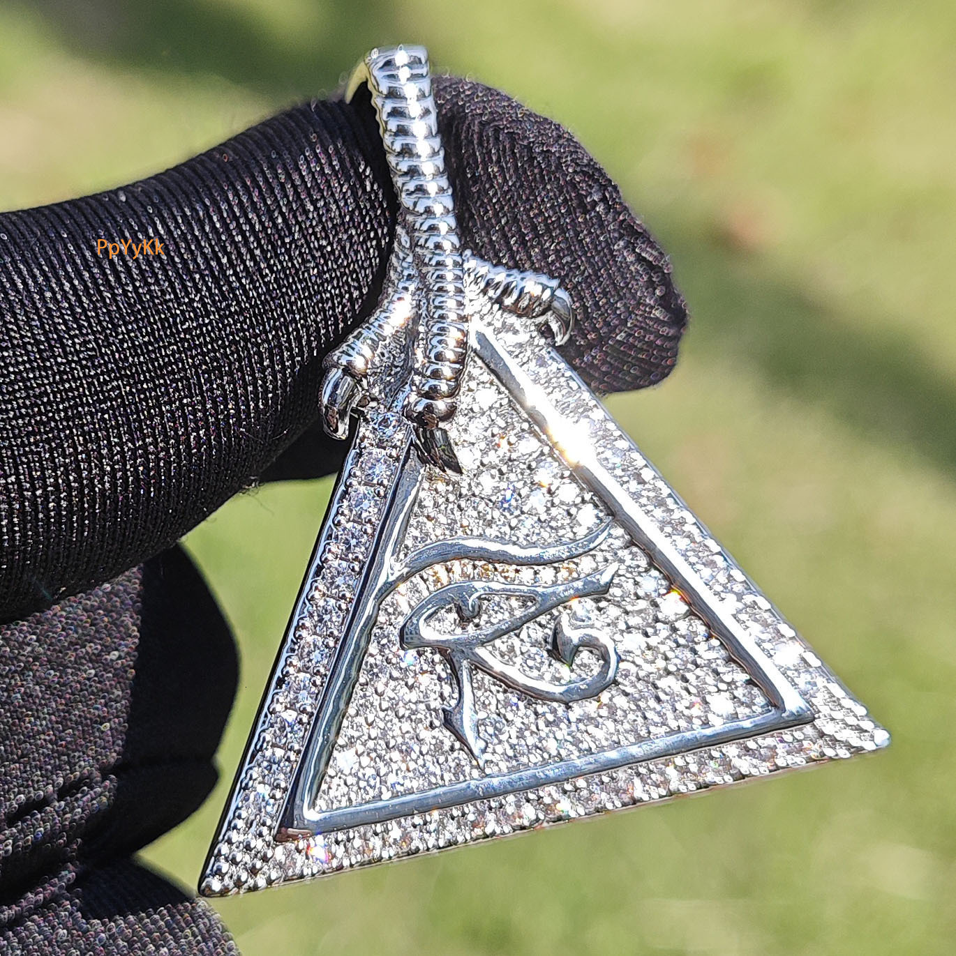 Men Hip Hop Full Paved Symbol Pendant Real Gold Plated Iced Out VVS Moissanite Bling Bling Personalized Fashion Versatile Jewelry Passes the diamond t