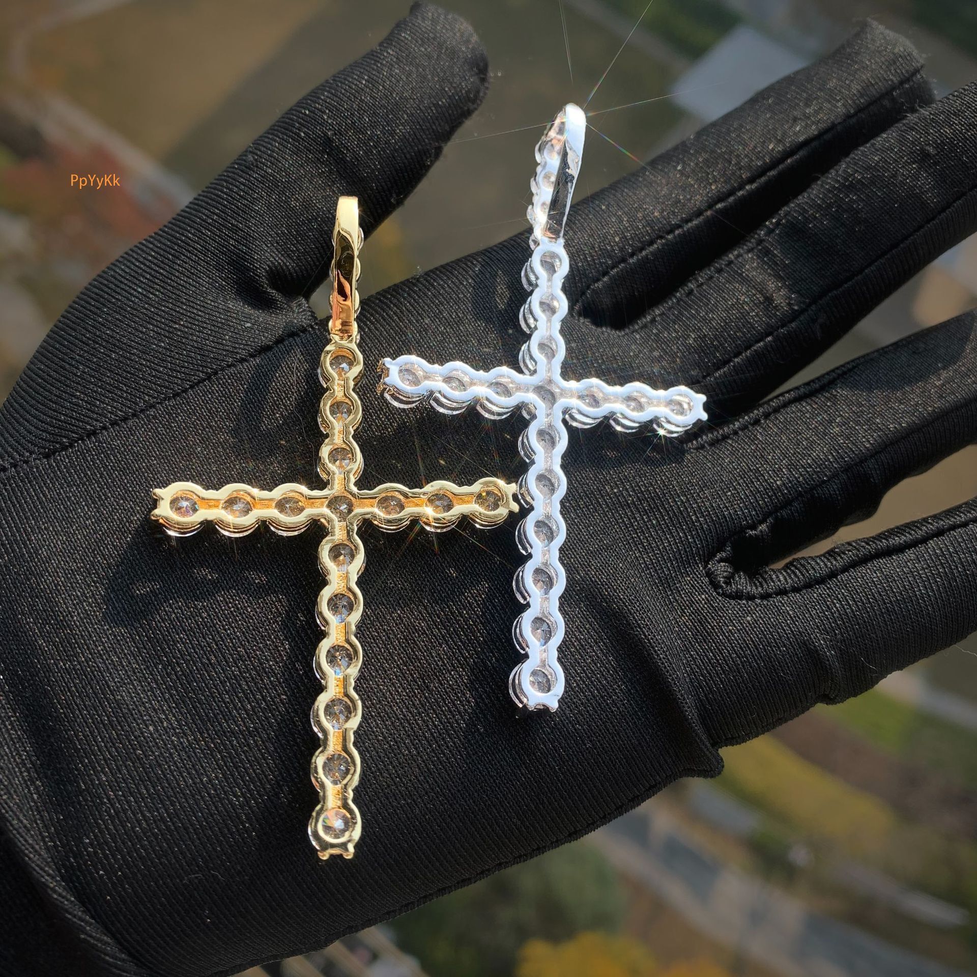 Luxury Moissanite Iced Out Cross Pendant Necklace Hip Hop Men's High Quality Diamond Studded Versatile Trendy Accessory Passes the diamond tester