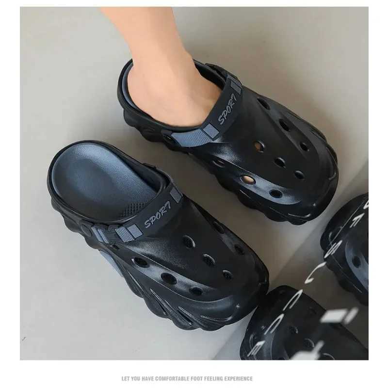 Mens Sandals Thick Sole EVA 2025 New Fion Slippers for Men Soft Casual Beach Shoes Solid Color Garden Shoes Men Y250626