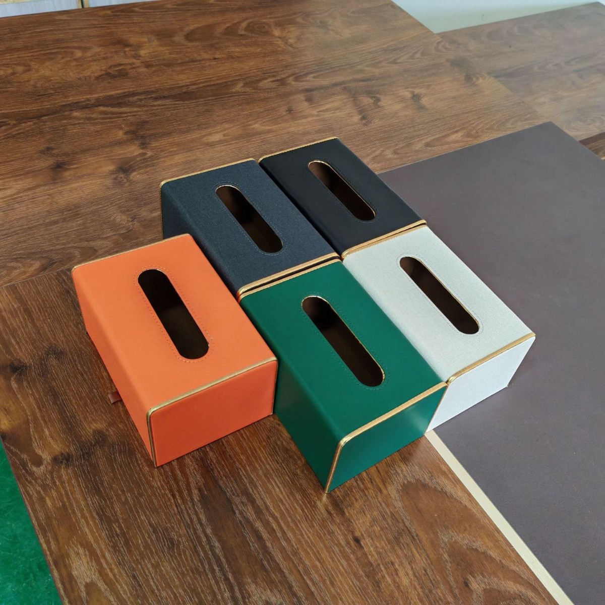 Lanjia Leather Boxes Rectangular Towel Napkin Box Creative Home Desktop Simple Extractable Type Tissue Toilet Paper Holder R B
