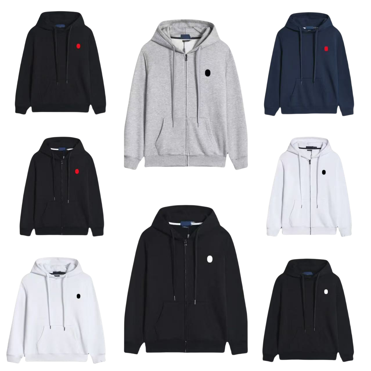 mens polo hoodies designer zip up hoodie polo long sleeve Recreational sports Sweatshirts polo Loose hooded cardigan jacket Pure cotton solid coat size S-3XL