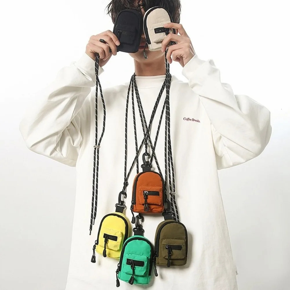 Nylon Hanging Neck Coin Purse Korean Style Crossbody Bag Lanyard Shoulder Bag Multifunction Earphone Storage Bag 250624