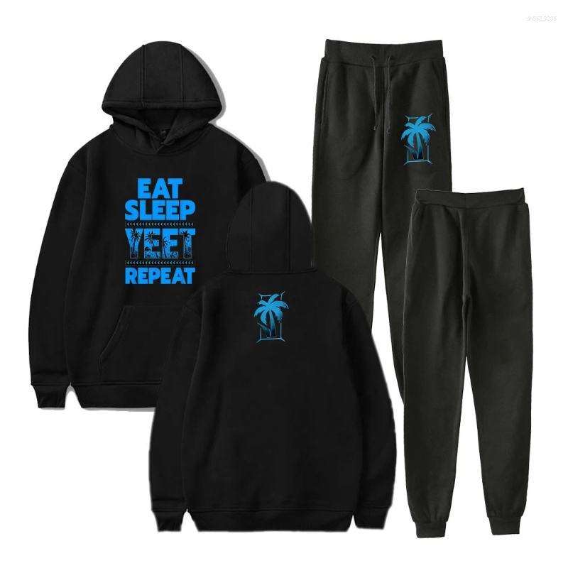 Men's Hoodies Jey Uso Eat Sleep Yeet Repeat Pullover Hoodie Jogger Pants Two Piece Set Sweatshirts Sweatpants Women